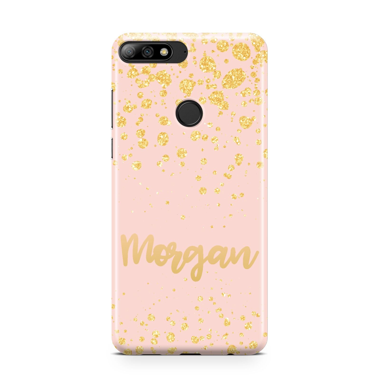 Personalised Pink Gold Splatter With Name Huawei Y7 2018
