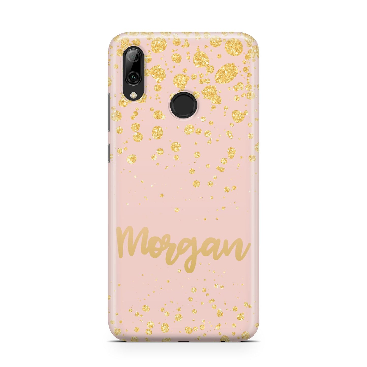 Personalised Pink Gold Splatter With Name Huawei Y7 2019