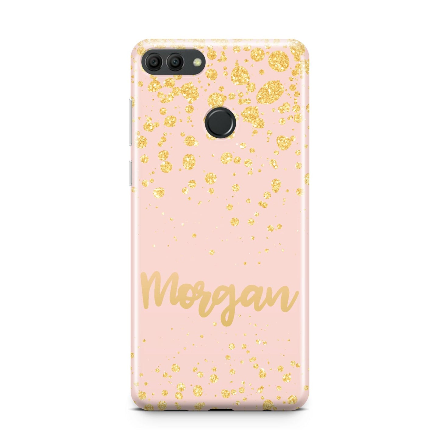 Personalised Pink Gold Splatter With Name Huawei Y9 2018