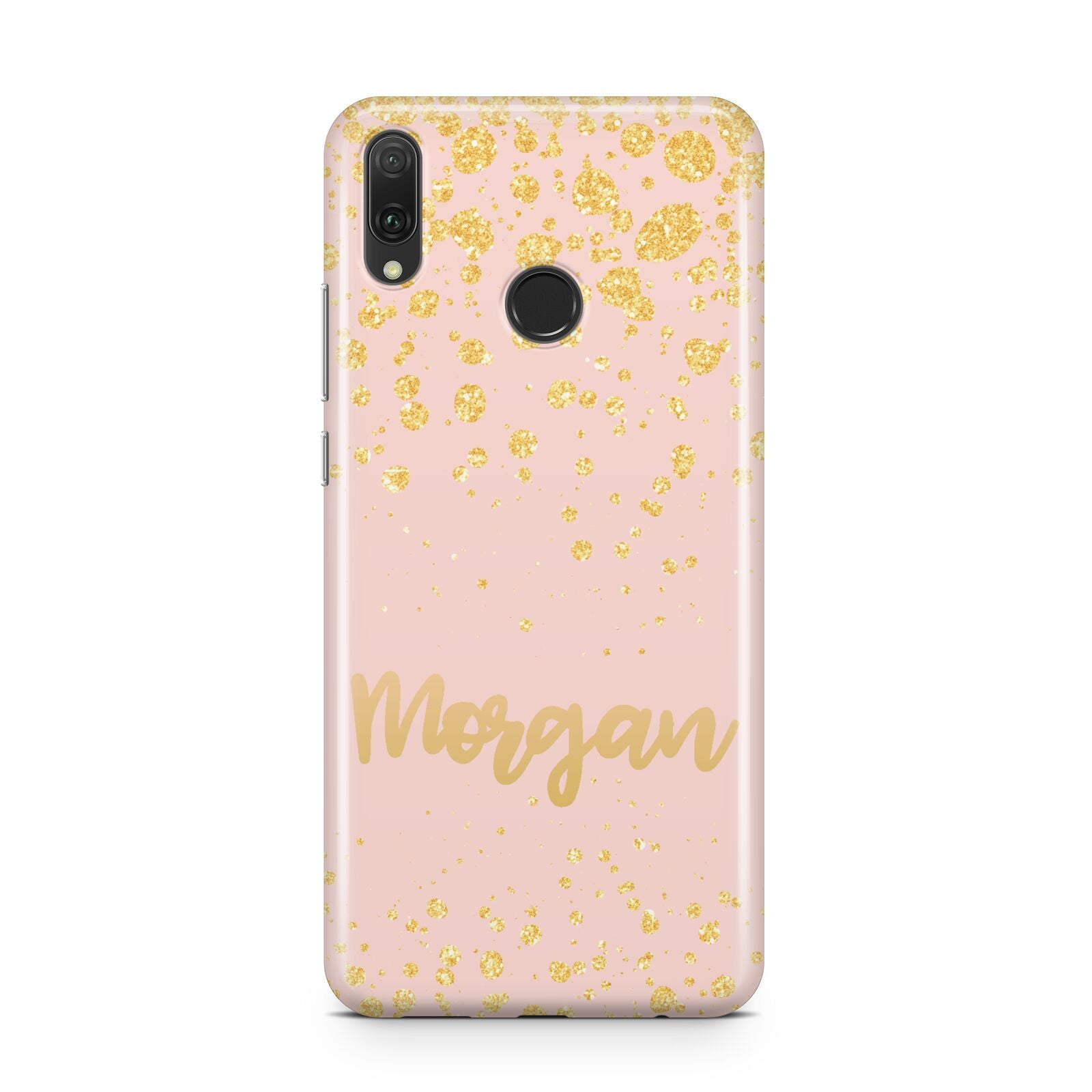 Personalised Pink Gold Splatter With Name Huawei Y9 2019