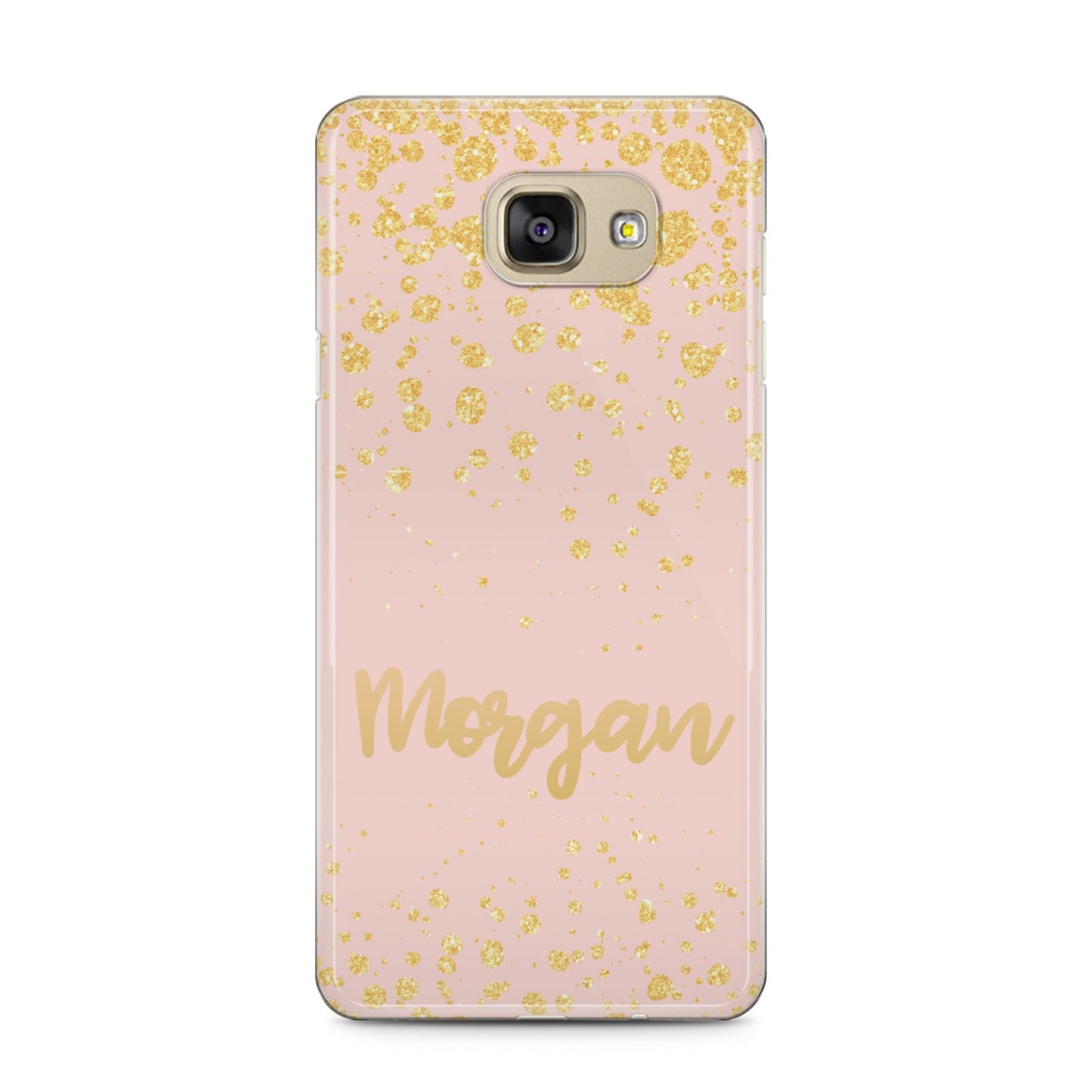 Personalised Pink Gold Splatter With Name Samsung Galaxy A5 2016 Case on gold phone
