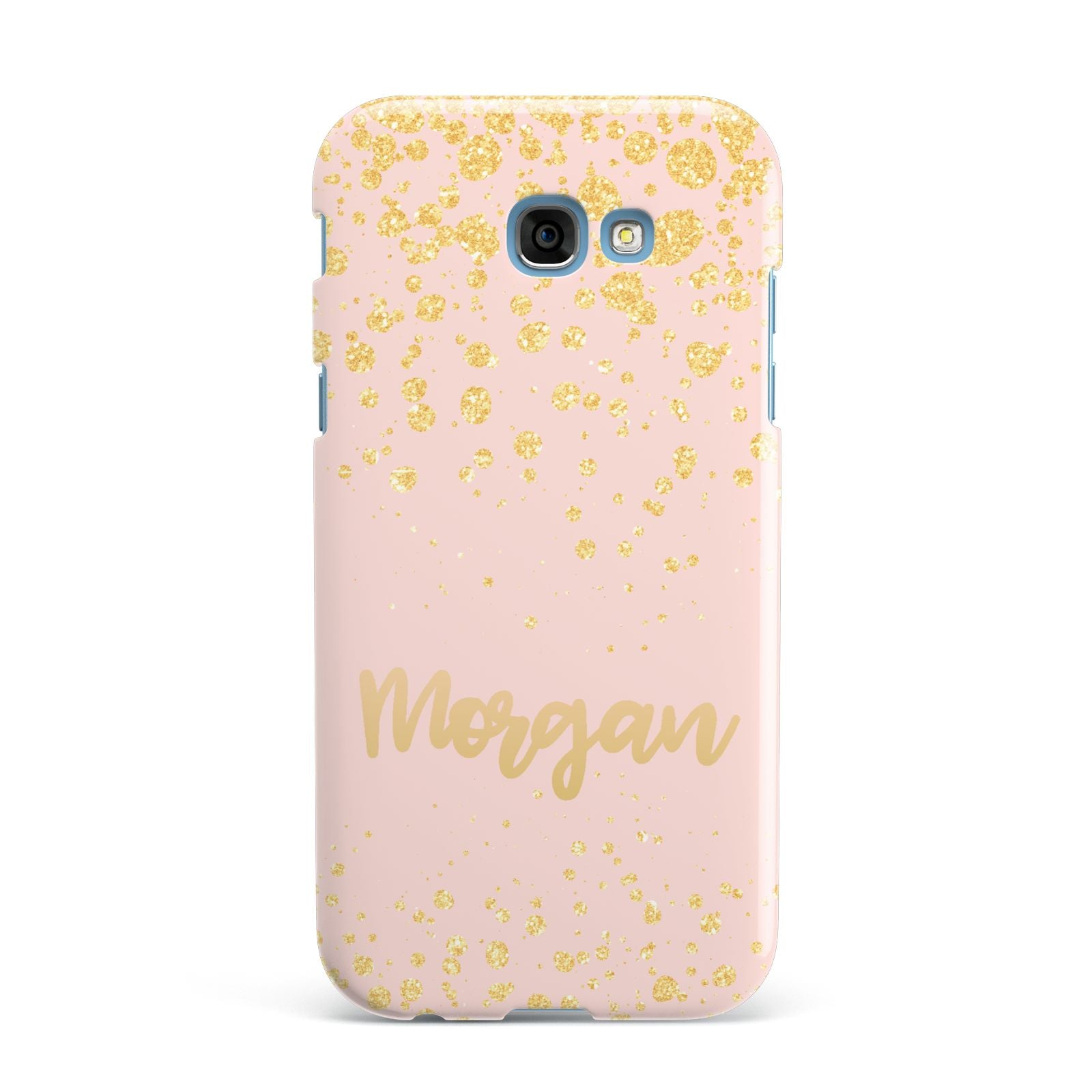 Personalised Pink Gold Splatter With Name Samsung Galaxy A7 2017 Case