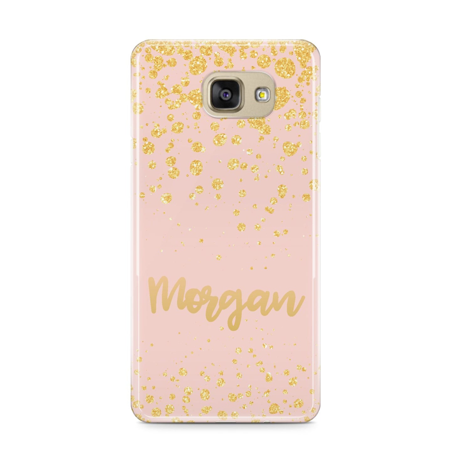 Personalised Pink Gold Splatter With Name Samsung Galaxy A9 2016 Case on gold phone