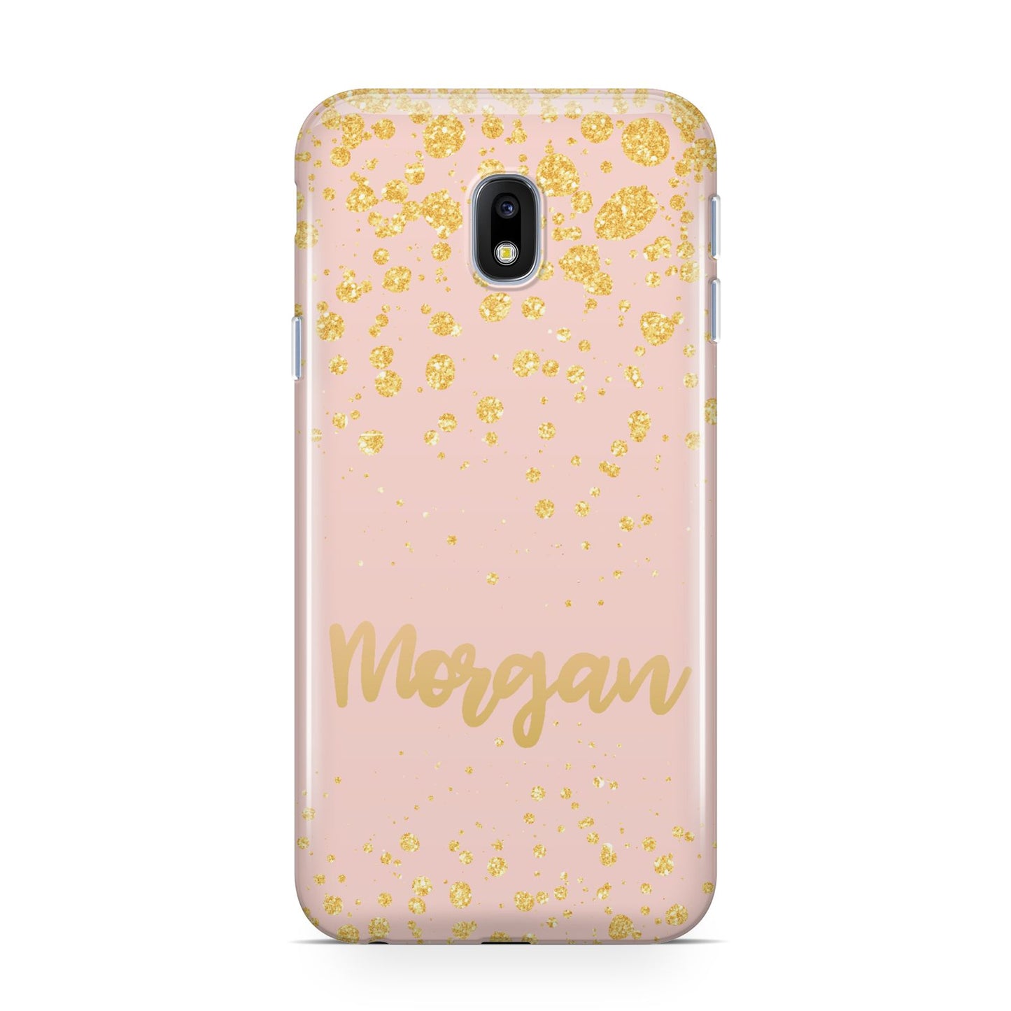 Personalised Pink Gold Splatter With Name Samsung Galaxy J3 2017 Case