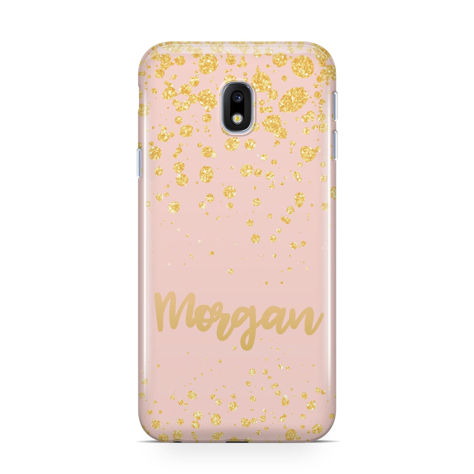 Personalised Pink Gold Splatter With Name Samsung Galaxy J3 2017 Case