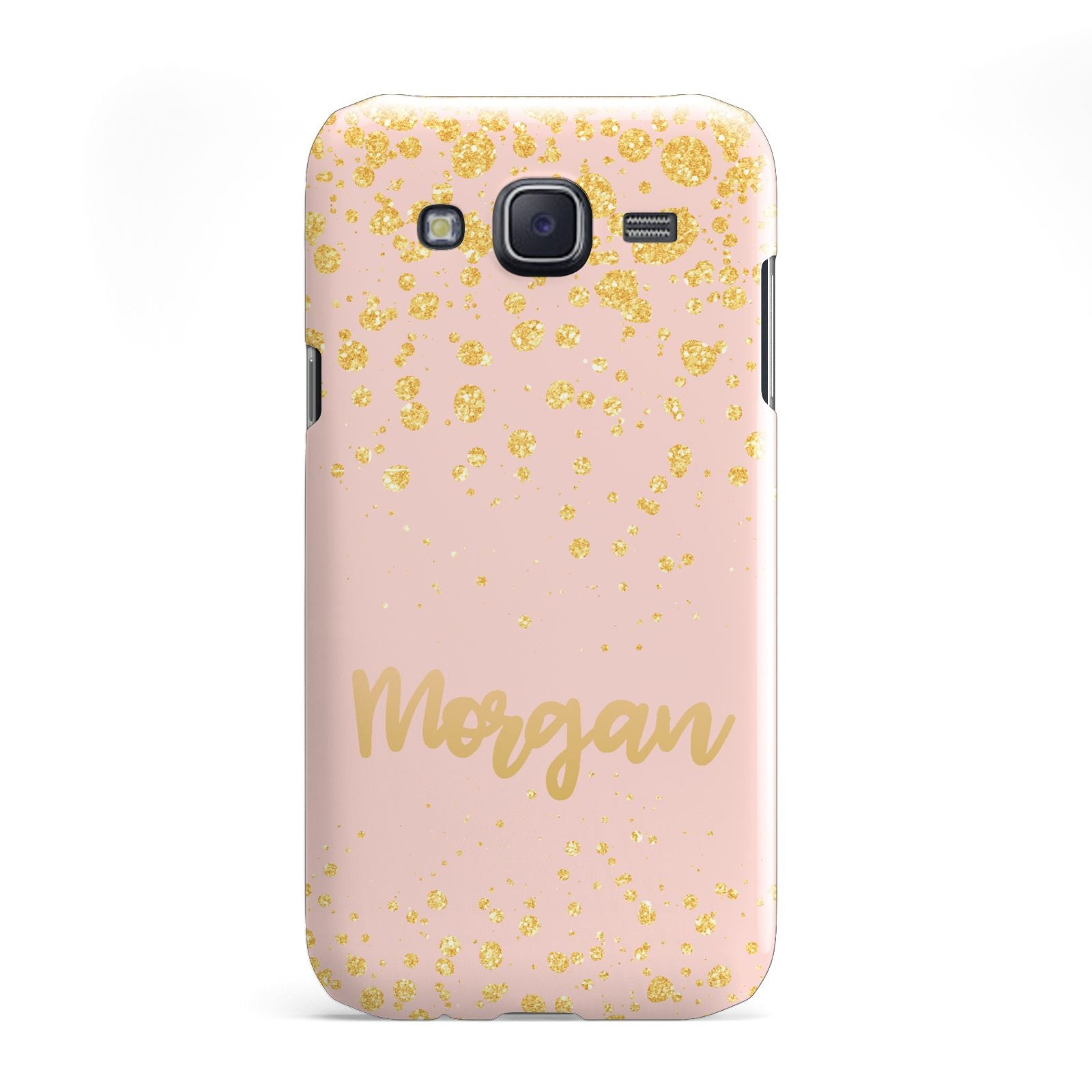 Personalised Pink Gold Splatter With Name Samsung Galaxy J5 Case
