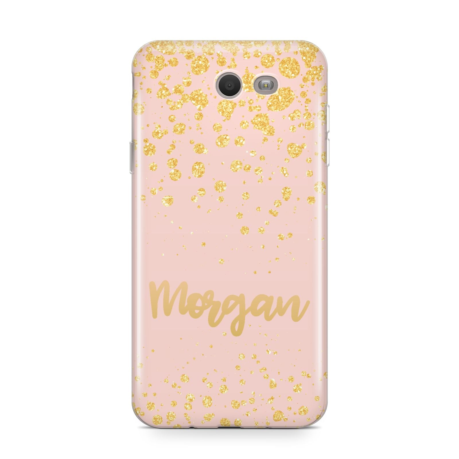 Personalised Pink Gold Splatter With Name Samsung Galaxy J7 2017 Case