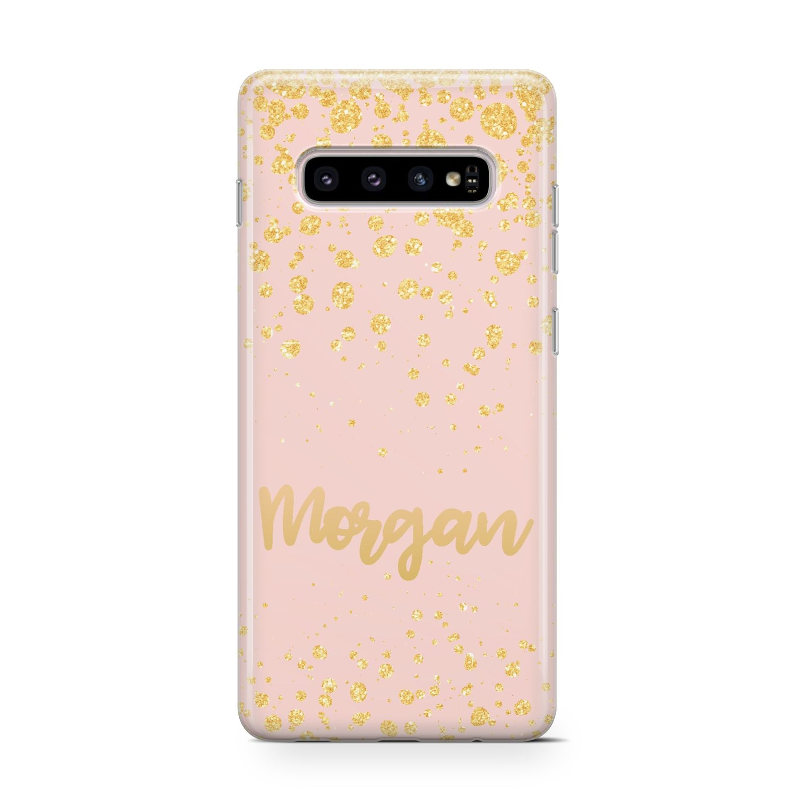 Personalised Pink Gold Splatter With Name Samsung Galaxy S10 Case