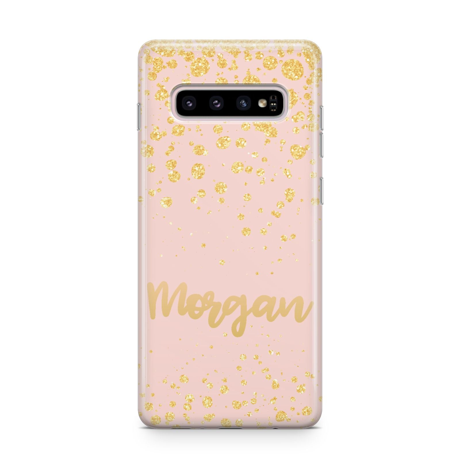 Personalised Pink Gold Splatter With Name Samsung Galaxy S10 Plus Case