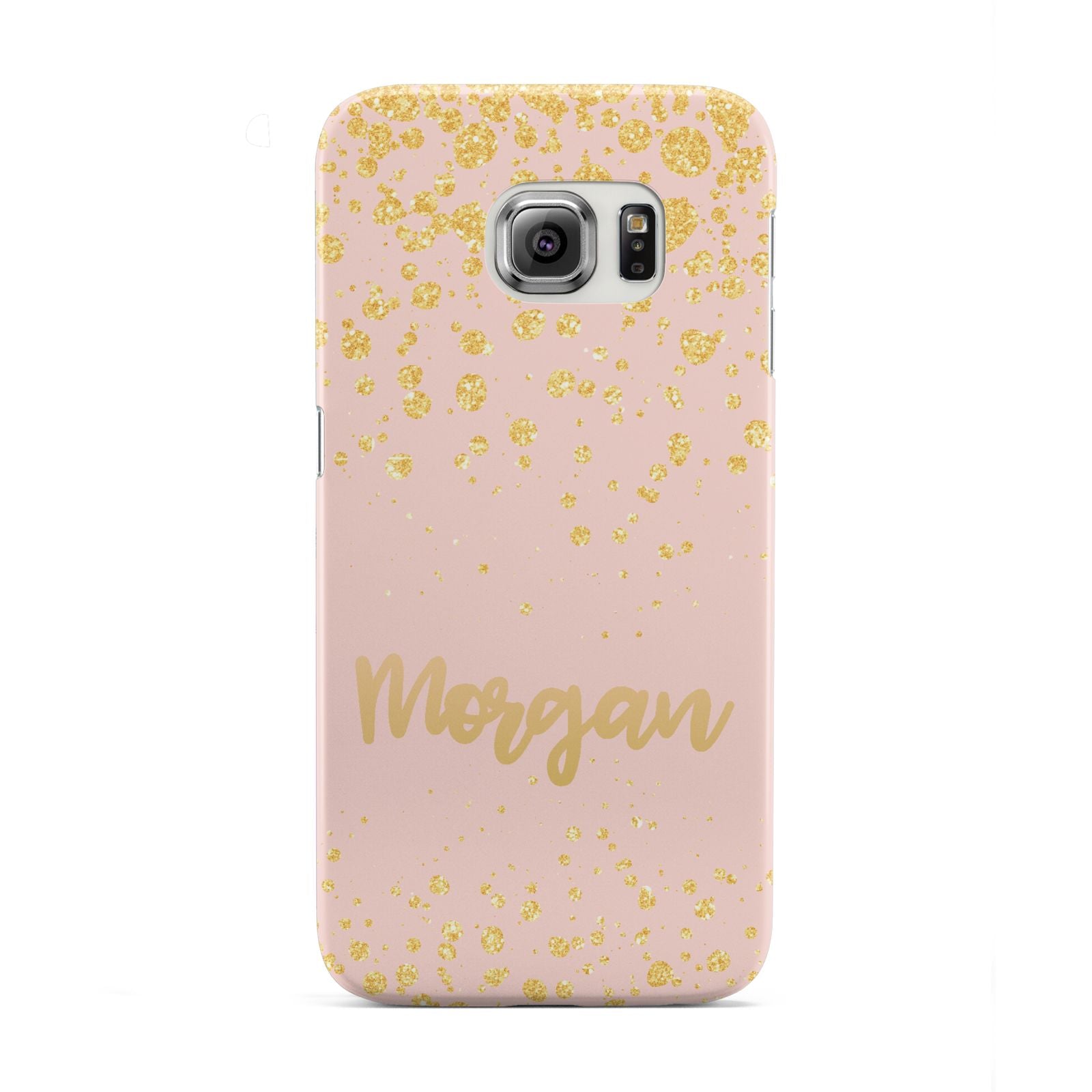 Personalised Pink Gold Splatter With Name Samsung Galaxy S6 Edge Case