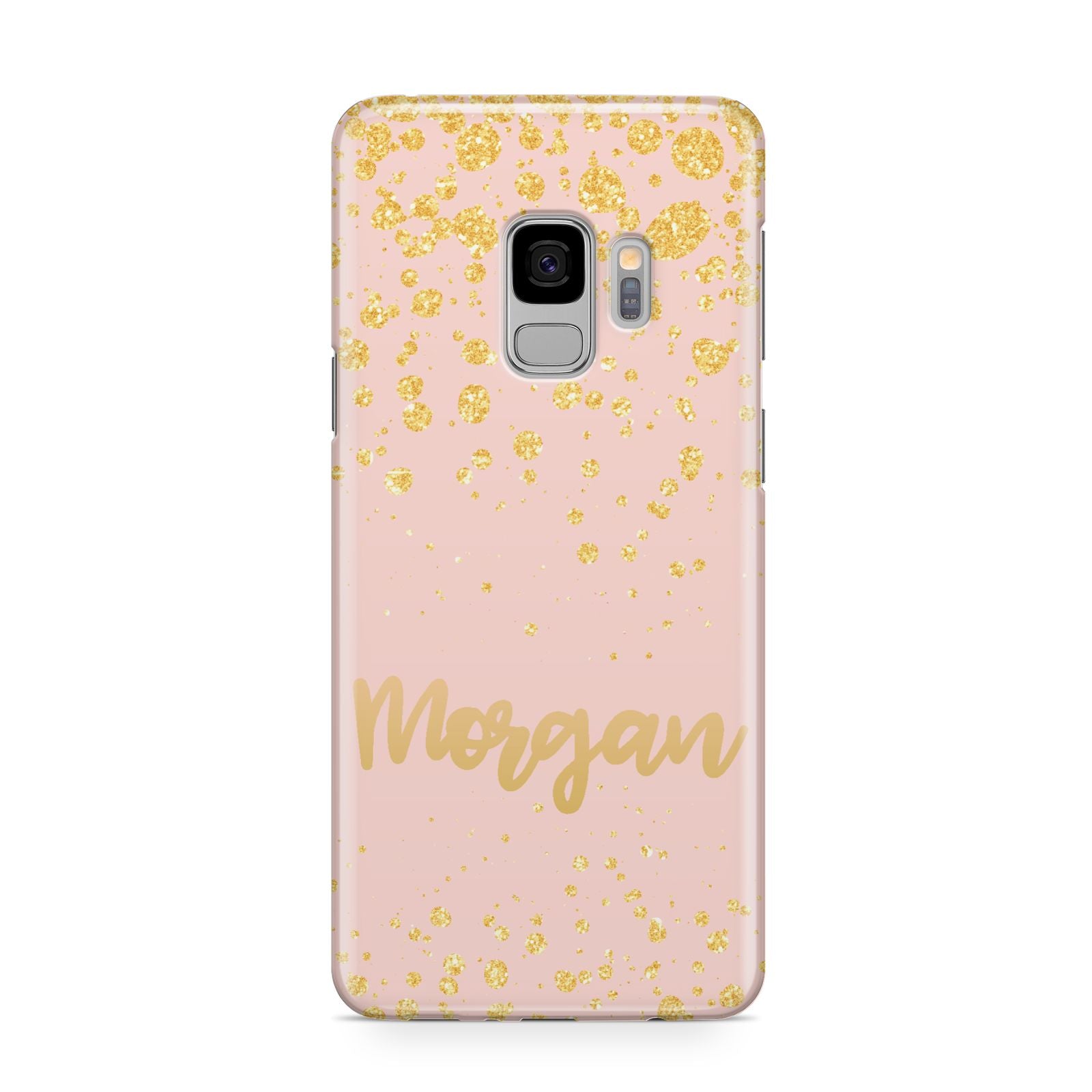 Personalised Pink Gold Splatter With Name Samsung Galaxy S9 Case