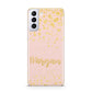 Personalised Pink Gold Splatter With Name Samsung S21 Plus Phone Case
