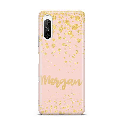 Personalised Pink Gold Splatter With Name Sony Xperia 10 III Case