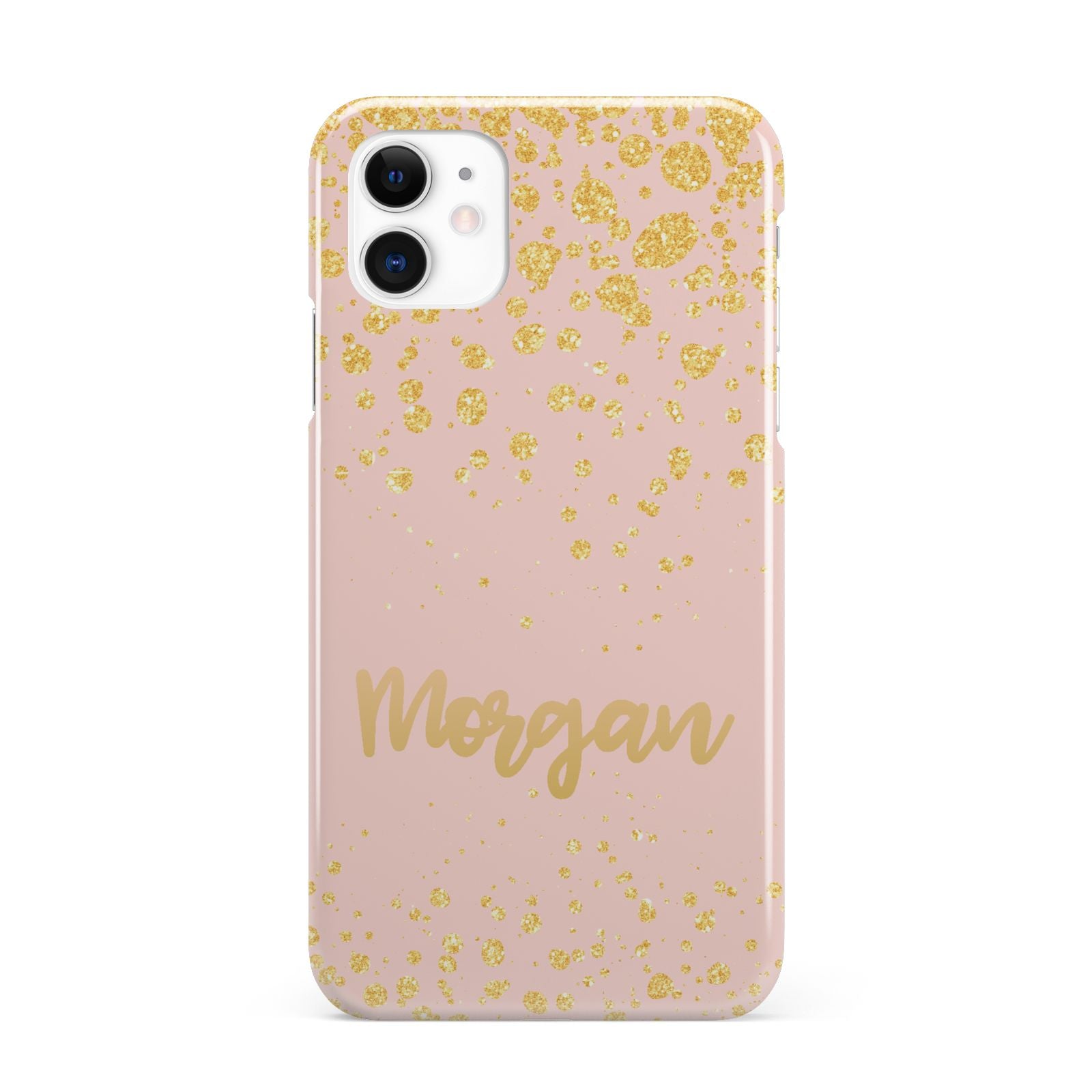 Personalised Pink Gold Splatter With Name iPhone 11 3D Snap Case