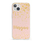 Personalised Pink Gold Splatter With Name iPhone 13 Clear Bumper Case