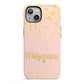 Personalised Pink Gold Splatter With Name iPhone 13 Full Wrap 3D Tough Case