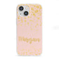 Personalised Pink Gold Splatter With Name iPhone 13 Mini Clear Bumper Case
