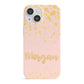 Personalised Pink Gold Splatter With Name iPhone 13 Mini Full Wrap 3D Snap Case