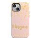 Personalised Pink Gold Splatter With Name iPhone 13 Mini Full Wrap 3D Tough Case