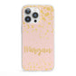 Personalised Pink Gold Splatter With Name iPhone 13 Pro Clear Bumper Case