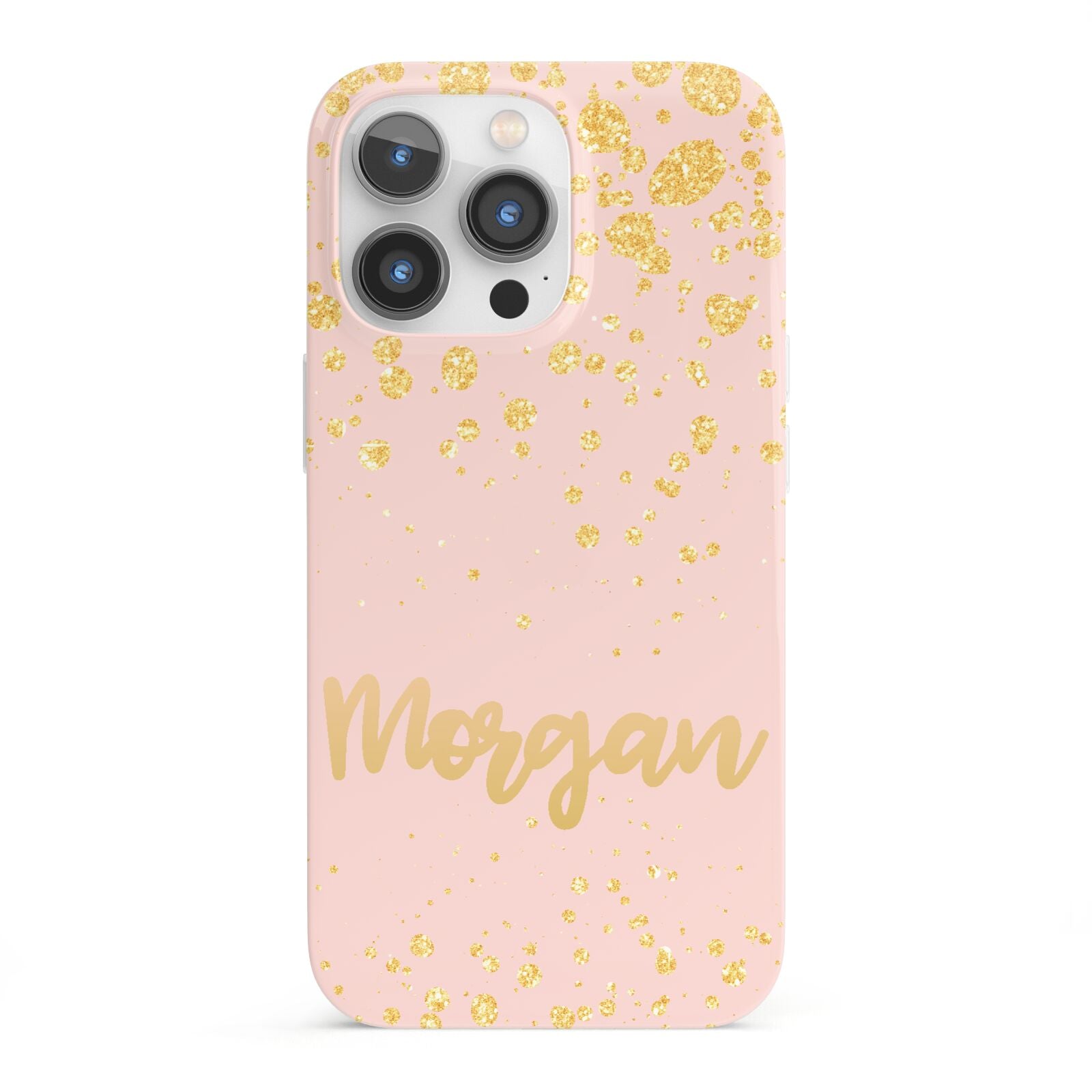 Personalised Pink Gold Splatter With Name iPhone 13 Pro Full Wrap 3D Snap Case