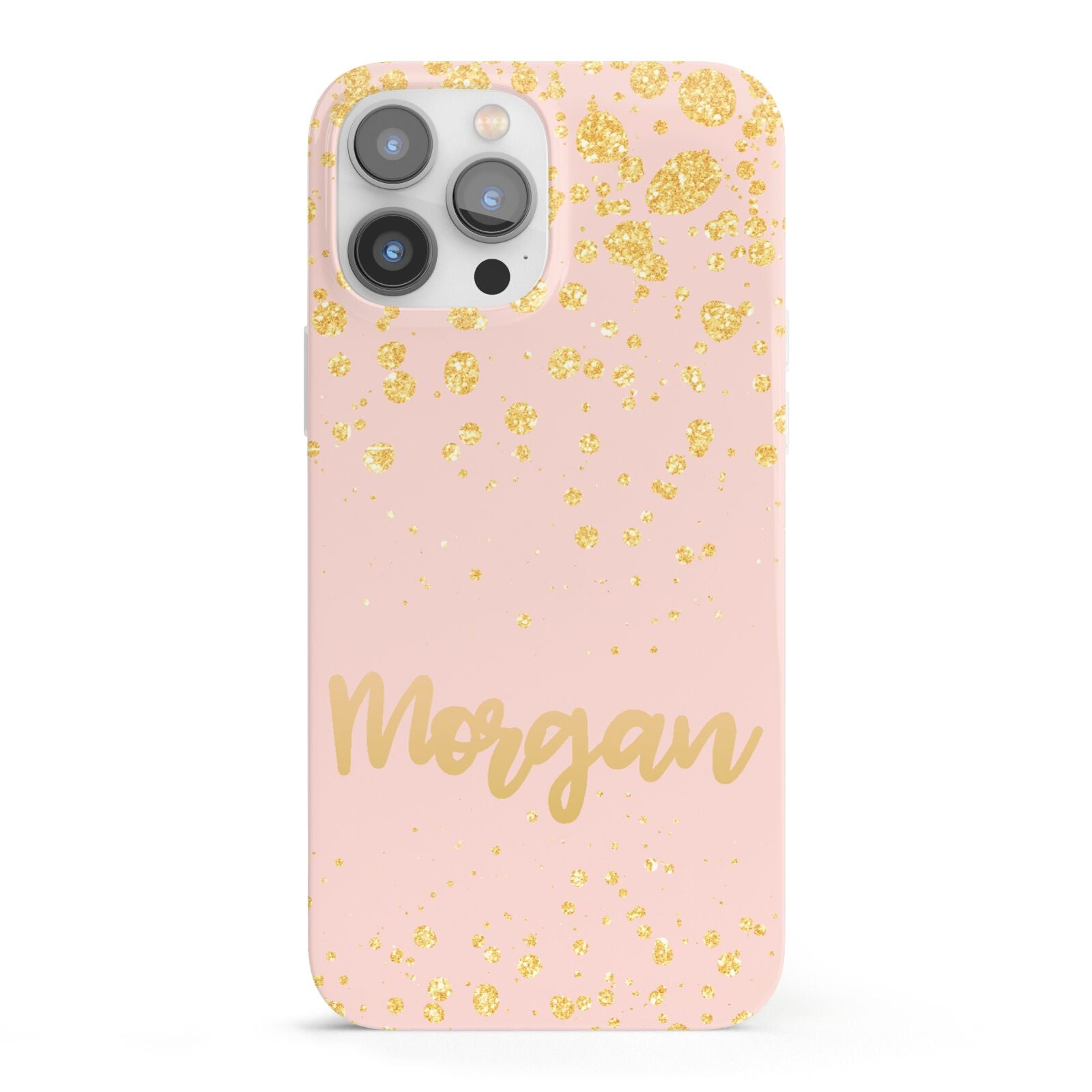Personalised Pink Gold Splatter With Name iPhone 13 Pro Max Full Wrap 3D Snap Case