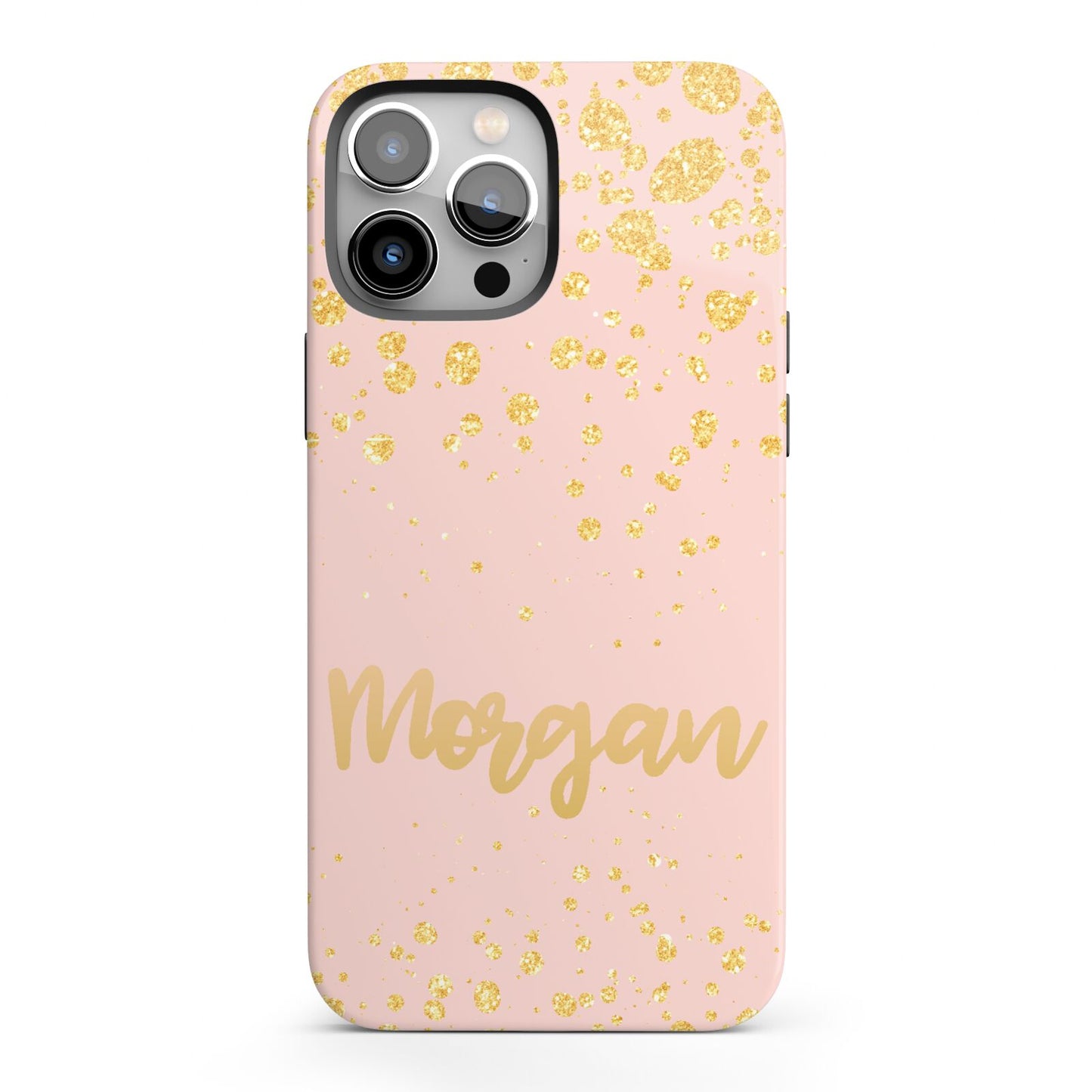Personalised Pink Gold Splatter With Name iPhone 13 Pro Max Full Wrap 3D Tough Case