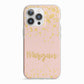 Personalised Pink Gold Splatter With Name iPhone 13 Pro TPU Impact Case with Pink Edges
