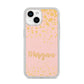 Personalised Pink Gold Splatter With Name iPhone 14 Glitter Tough Case Starlight