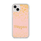 Personalised Pink Gold Splatter With Name iPhone 14 Plus Clear Tough Case Starlight
