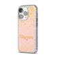 Personalised Pink Gold Splatter With Name iPhone 14 Pro Glitter Tough Case Silver Angled Image