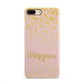 Personalised Pink Gold Splatter With Name iPhone 8 Plus 3D Snap Case on Gold Phone