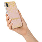 Personalised Pink Gold Splatter With Name iPhone X Bumper Case on Silver iPhone Alternative Image 2