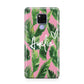 Personalised Pink Green Banana Leaf Huawei Mate 20X Phone Case