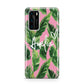 Personalised Pink Green Banana Leaf Huawei P40 Phone Case