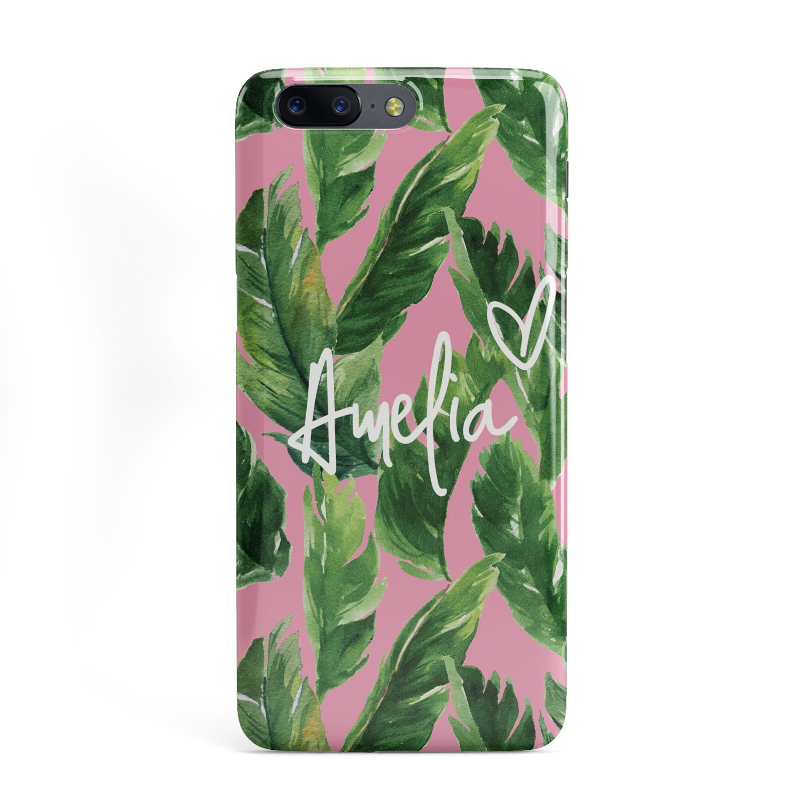 Personalised Pink Green Banana Leaf OnePlus Case