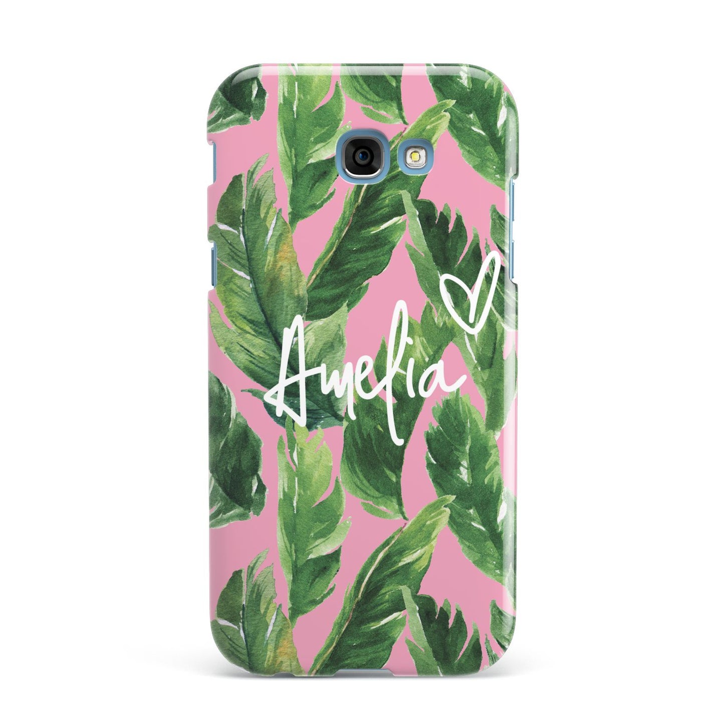 Personalised Pink Green Banana Leaf Samsung Galaxy A7 2017 Case