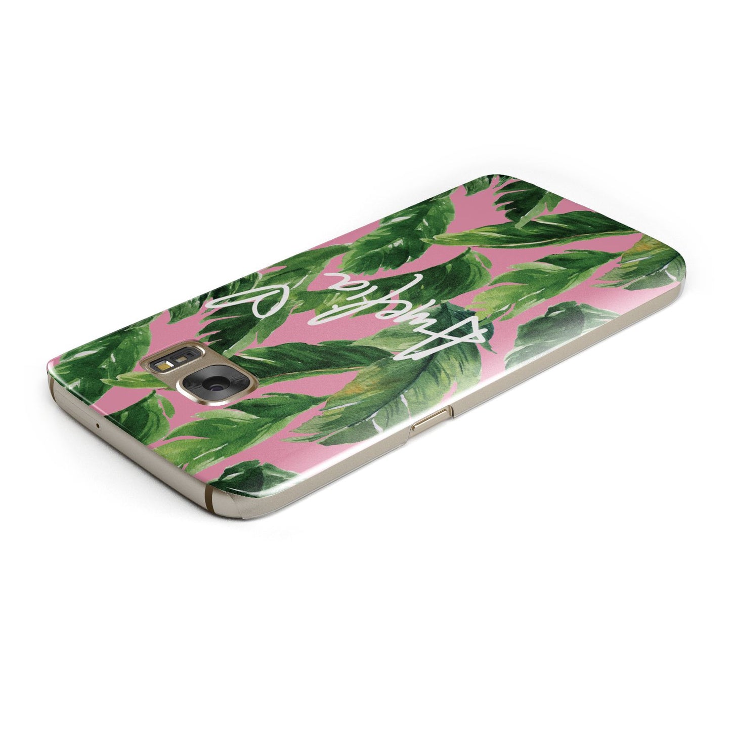 Personalised Pink Green Banana Leaf Samsung Galaxy Case Top Cutout