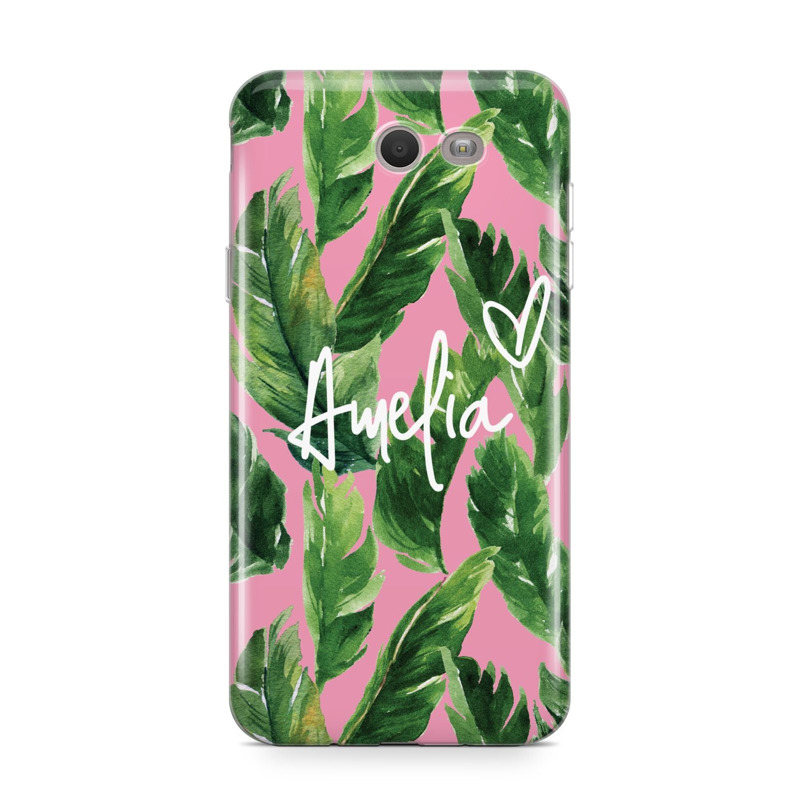 Personalised Pink Green Banana Leaf Samsung Galaxy J7 2017 Case