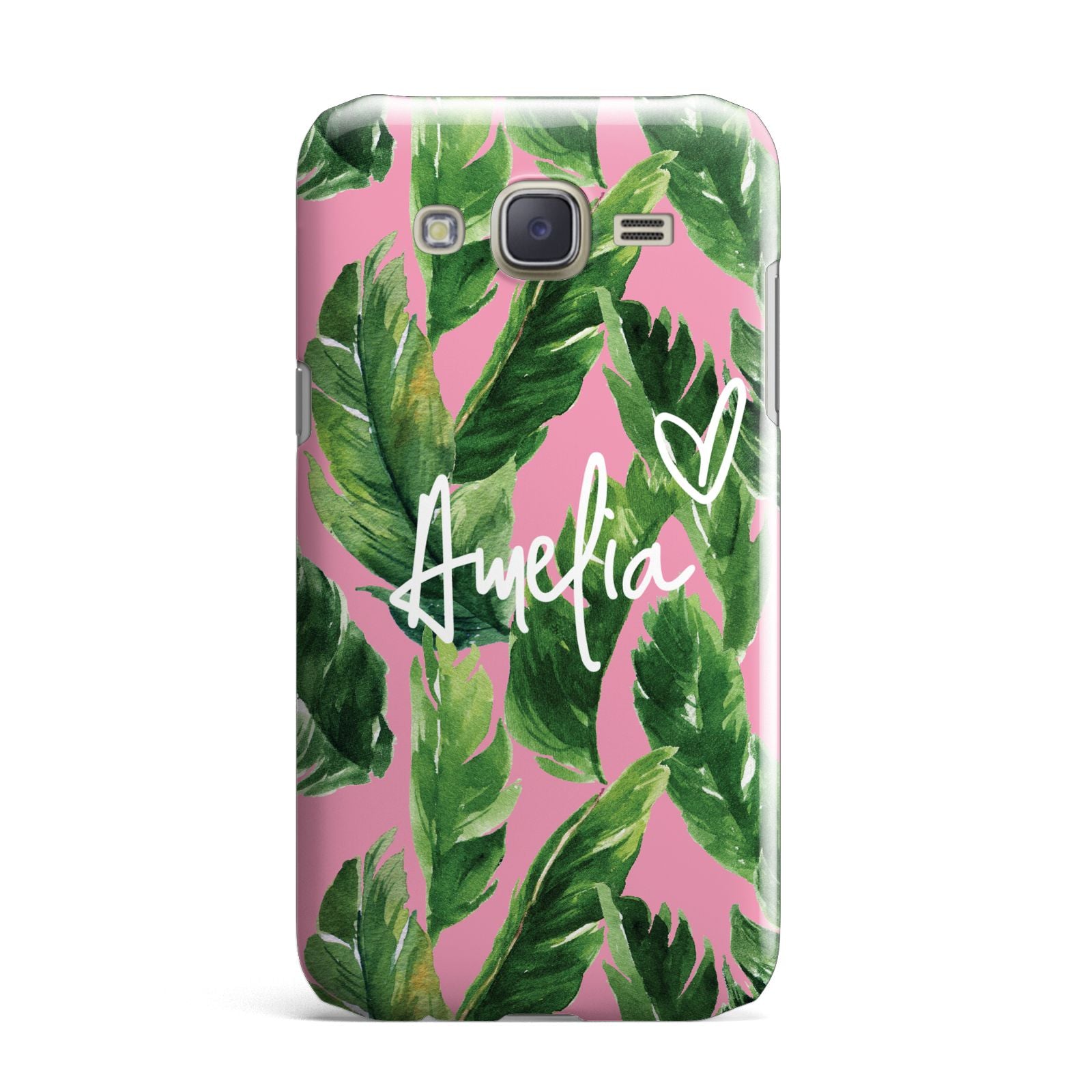 Personalised Pink Green Banana Leaf Samsung Galaxy J7 Case