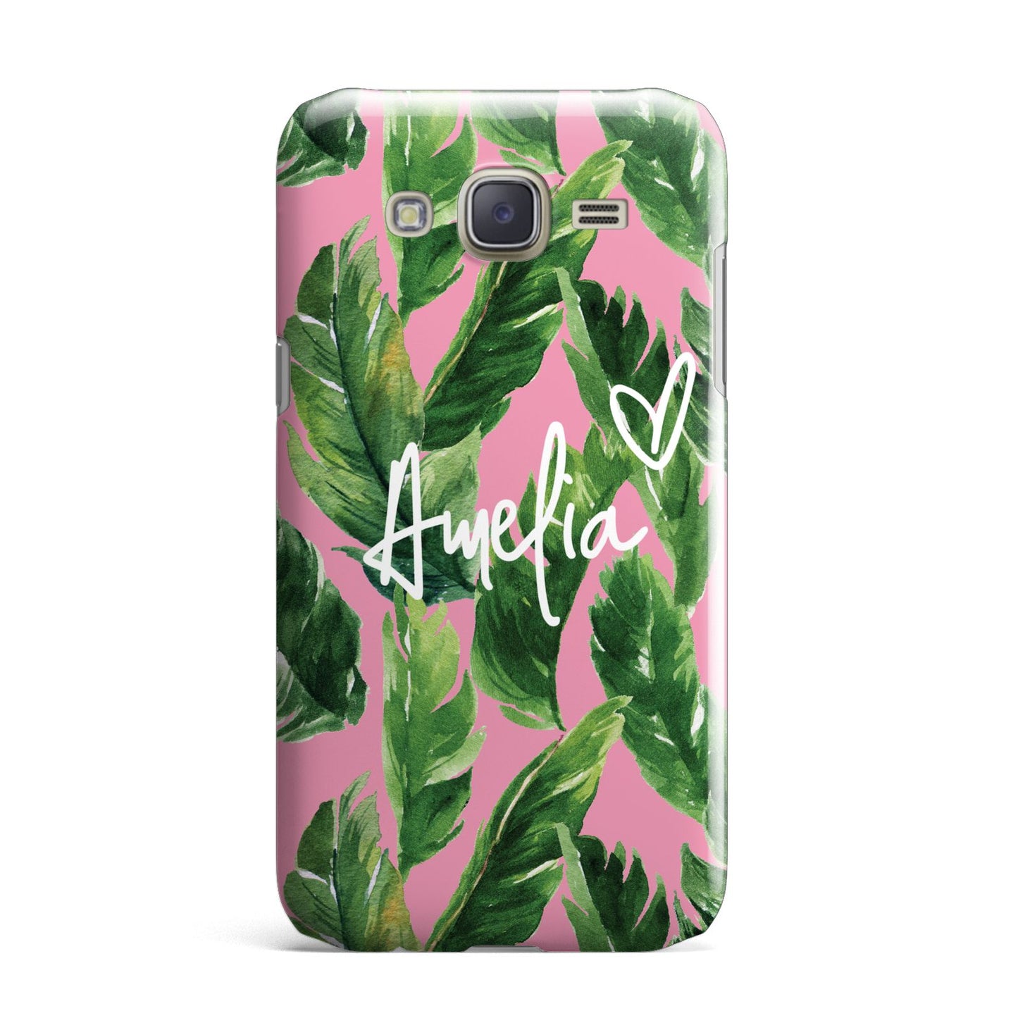 Personalised Pink Green Banana Leaf Samsung Galaxy J7 Case