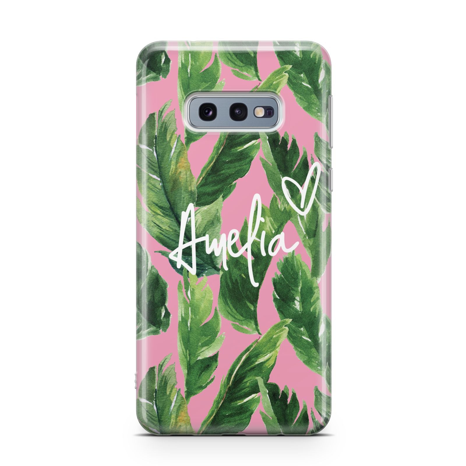Personalised Pink Green Banana Leaf Samsung Galaxy S10E Case