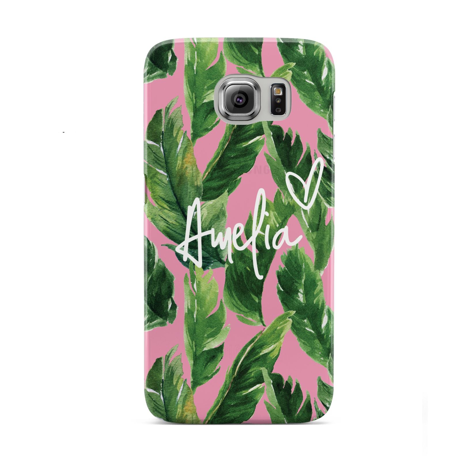 Personalised Pink Green Banana Leaf Samsung Galaxy S6 Case
