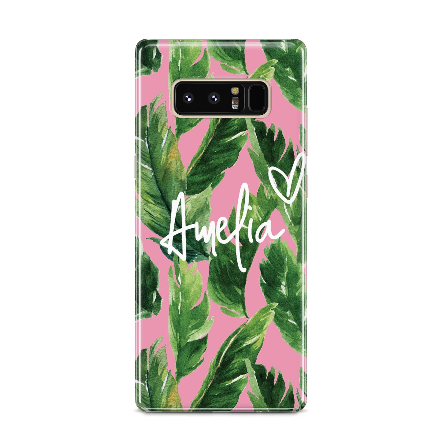 Personalised Pink Green Banana Leaf Samsung Galaxy S8 Case