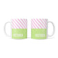 Personalised Pink Green Striped 10oz Mug Alternative Image 3