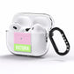 Personalised Pink Green Striped AirPods Pro Clear Case Side Image