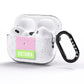 Personalised Pink Green Striped AirPods Pro Glitter Case Side Image
