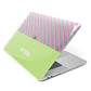 Personalised Pink Green Striped Apple MacBook Case Side View