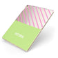 Personalised Pink Green Striped Apple iPad Case on Gold iPad Side View