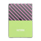 Personalised Pink Green Striped Apple iPad Grey Case